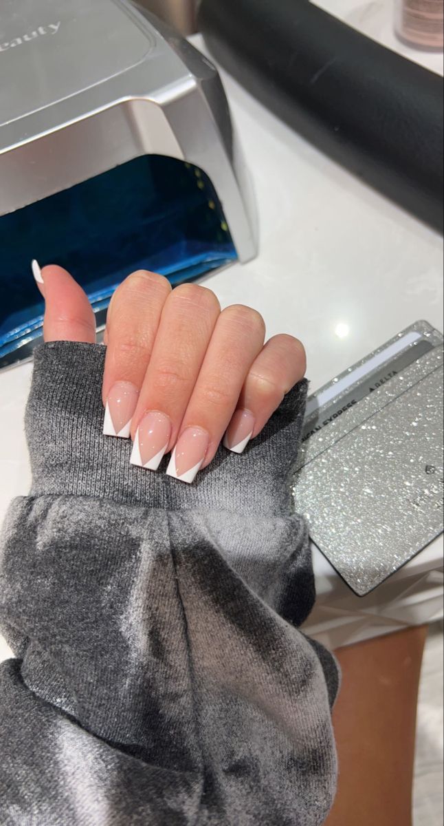 Chic French Manicure: Elegant Nude Base with White Tips for Any Occasion