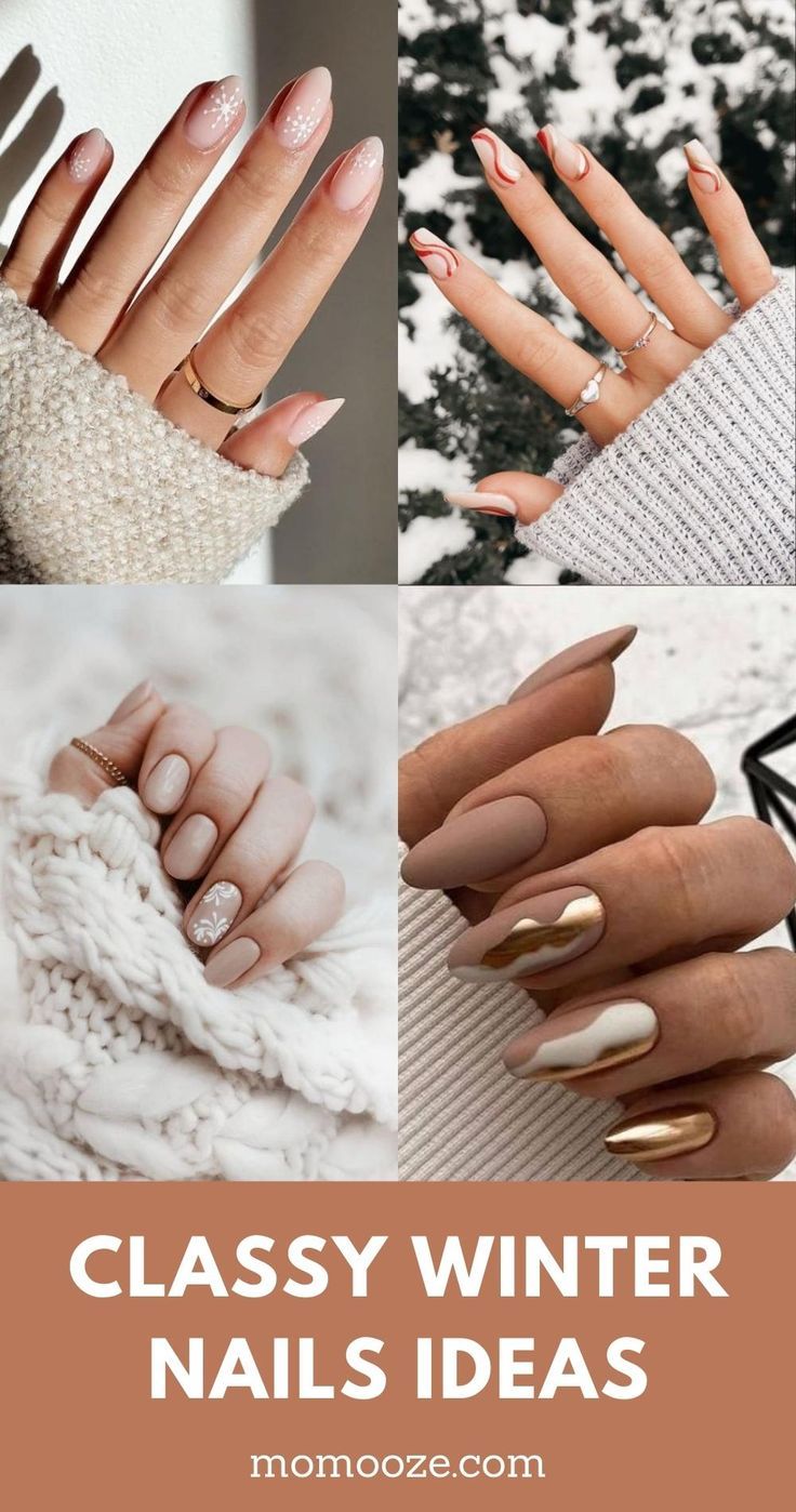 Sophisticated Winter Nail Designs: Elegant Blends of Soft Colors and Chic Accents.