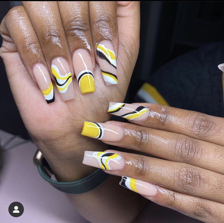 Yellow With Black Nails