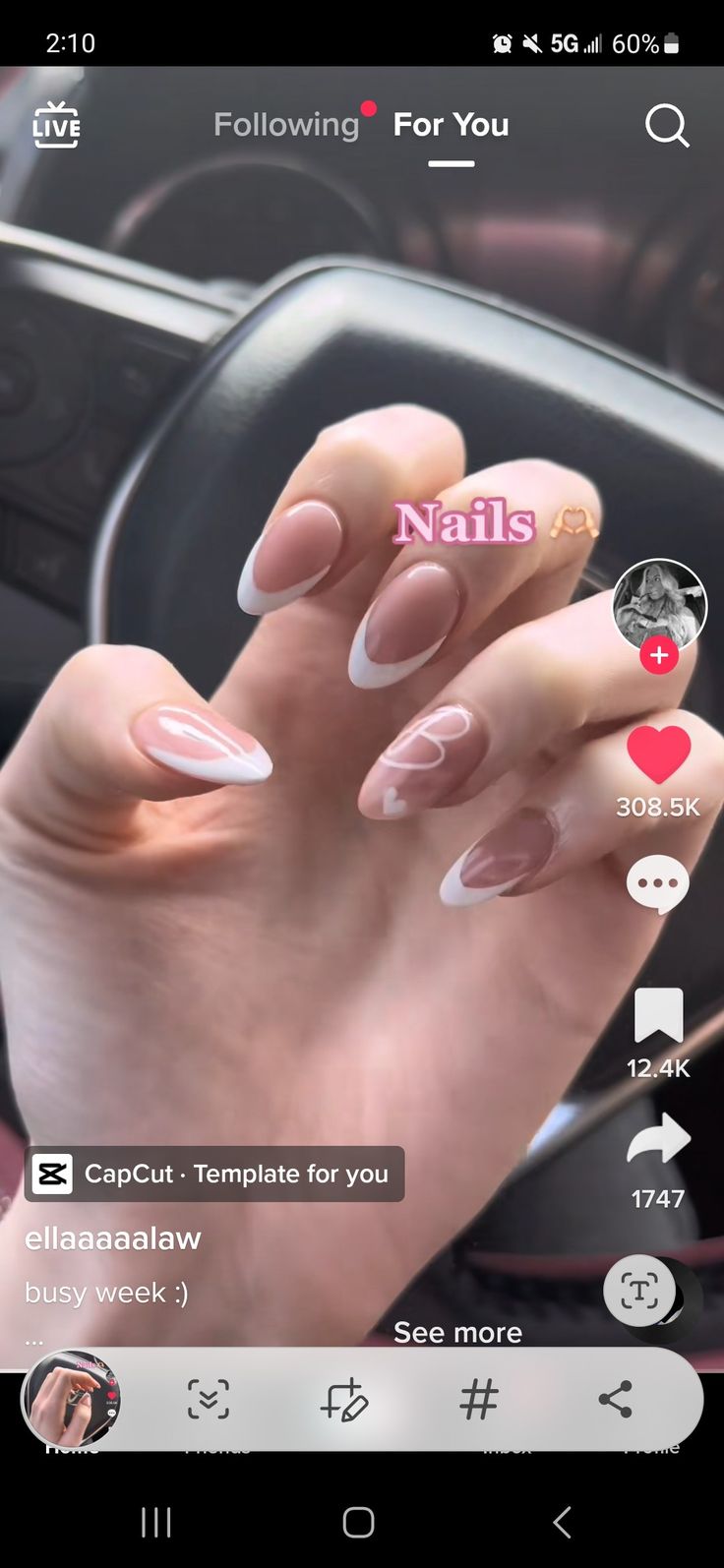 Chic Almond-Shaped Manicure with Soft Pink and White French Tips