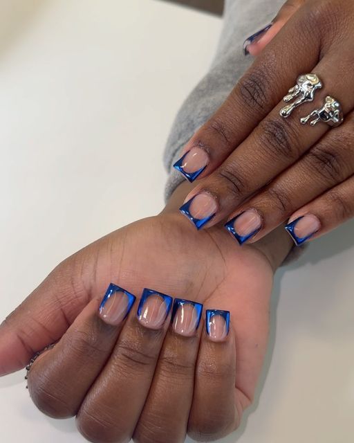 Chic Blue French Tip Nail Design: A Stylish Blend of Sophistication and Playfulness