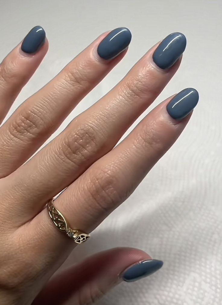 Blue Grey Nails With Glitter