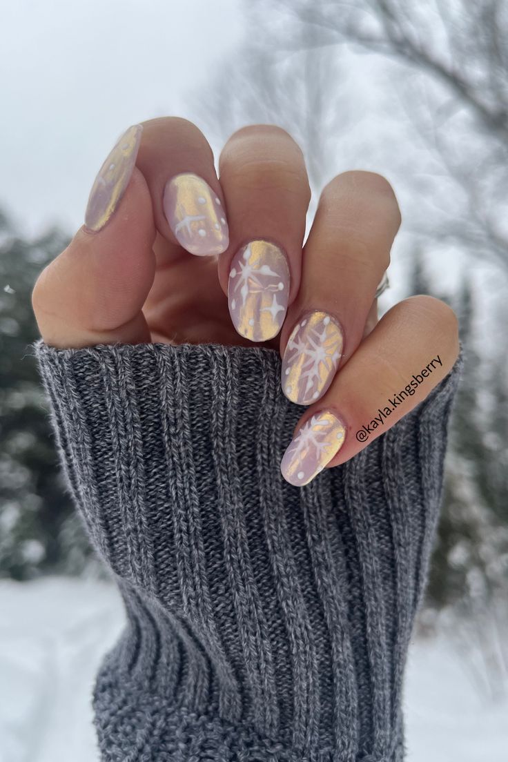 Chic Pastel Frost Nail Design Perfectly Paired with Cozy Knitwear for Seasonal Elegance.