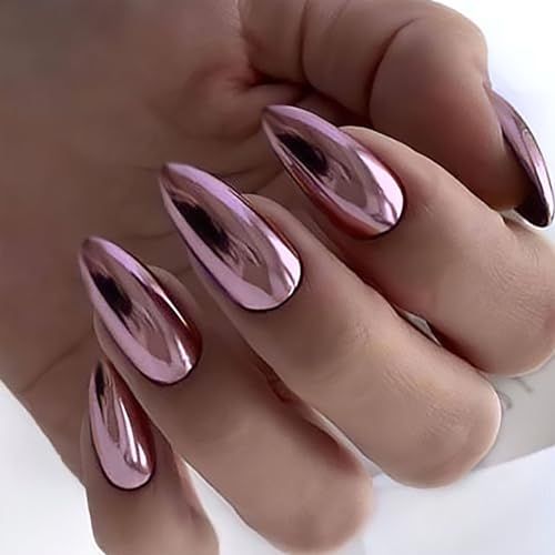 Sophisticated Rose Gold Chrome Stiletto Nails: A Striking Touch for Special Occasions