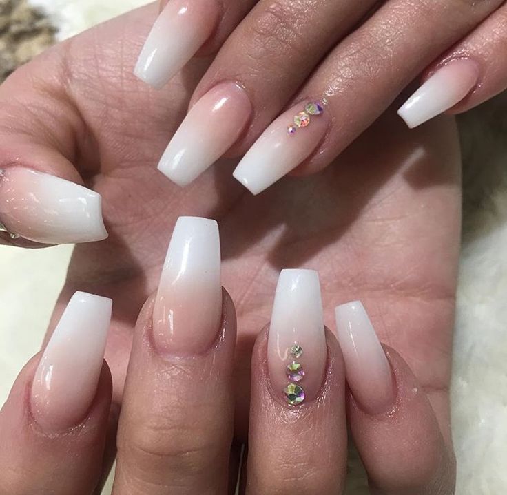 Sophisticated Ombre Nails with Rhinestones for a Classy Look.