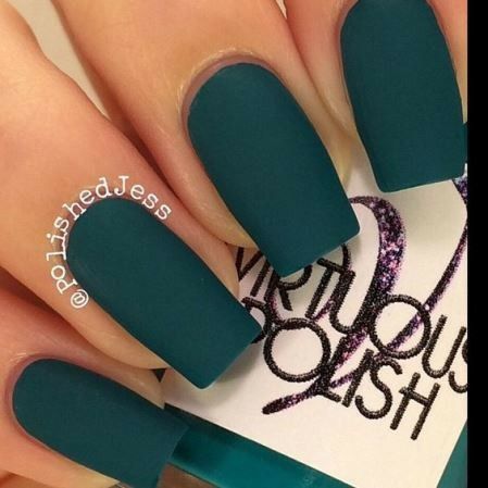 Sleek Matte Teal Nails: A Striking Choice for Any Occasion.