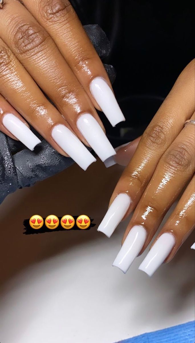 Sophisticated Modern White Acrylic Nails with Glossy Finish