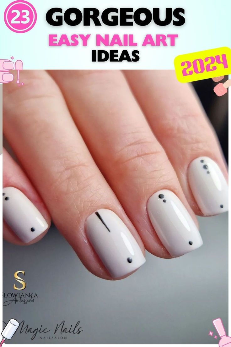 Chic Minimalist Nail Design with Beige Base and Modern Black Accents