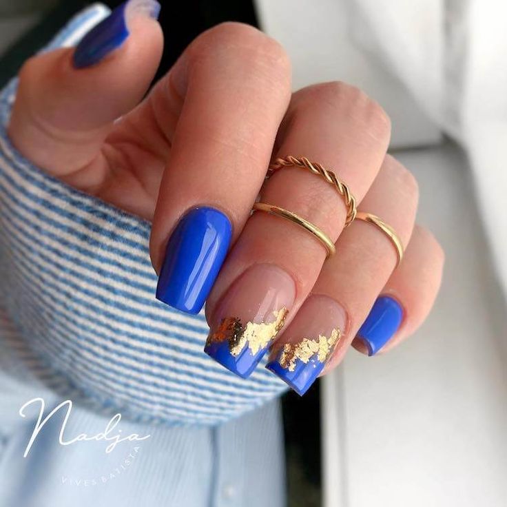 Elegant Blue and Gold French Tip Nails: A Modern Twist for Any Occasion