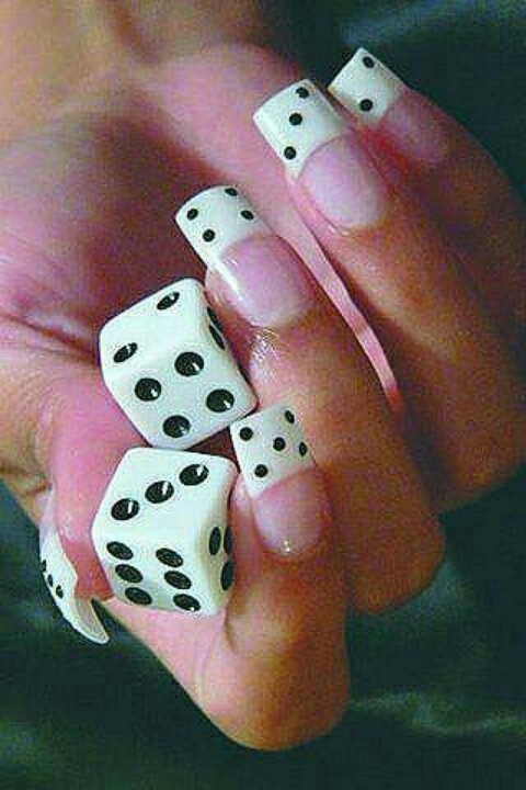 Playful Dice-Inspired Nail Art: A Bold Fusion of Gaming and Fashion with Acrylics.