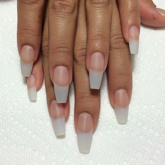 Elegant Frosted Square Nails with Ombre Effect and Matte Finish.