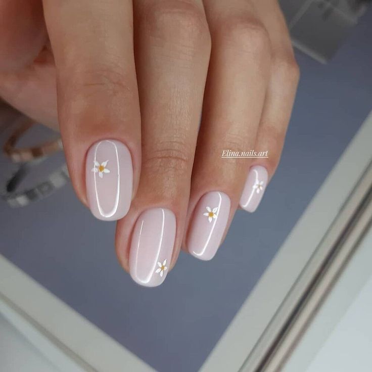 Elegant Soft Pink Floral Nail Design for Chic Occasions.