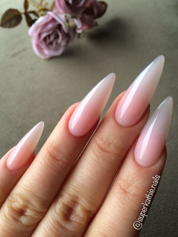 Chic Ombre Stiletto Nails with Floral Accents: A Sophisticated Feminine Design