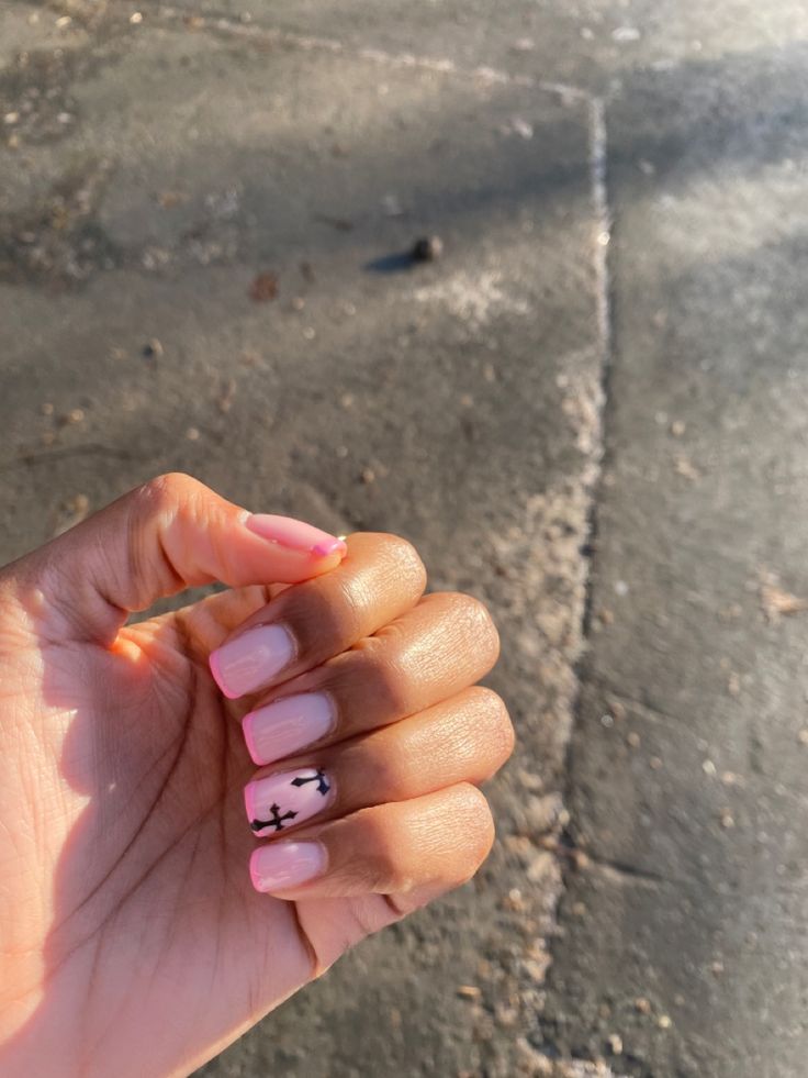 Elegant Pink Ombre Manicure with Bold Accent Nail Design