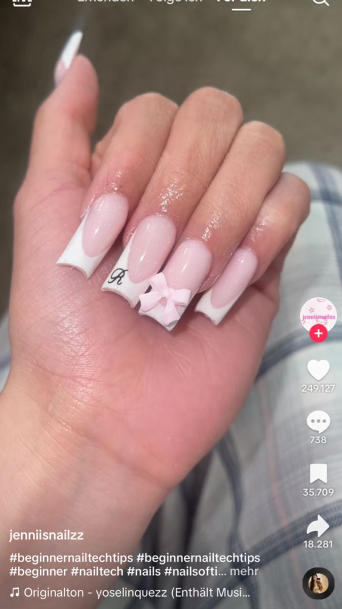 Chic Pink Nail Design with Unique Tips and Personalized Touches