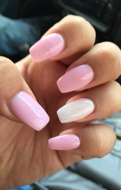 Chic Radiant Pink Nails with Elegant Glitter Accent for Any Occasion.