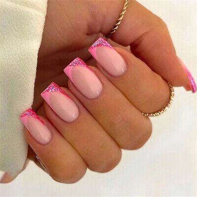 Chic Pink and Glitter French Tip Nail Design for Trendy Everyday Style