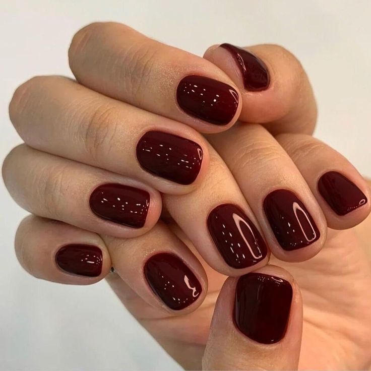 Sophisticated Deep Burgundy Nail Design with Modern Shape Fusion.