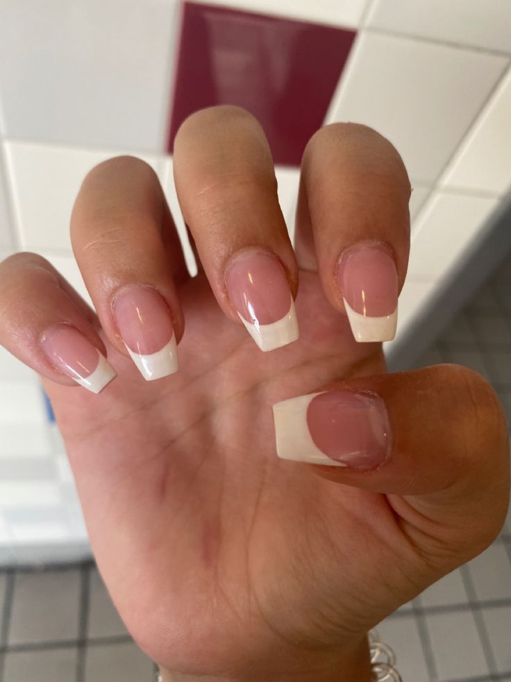 Timeless Elegant French Manicure with Classic Nude Base and Crisp White Tips