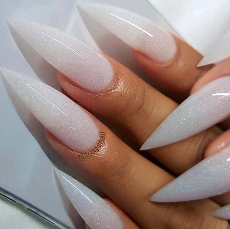 Chic Ombre Nails: Elegant White-to-Translucent Gradient with Subtle Shimmer