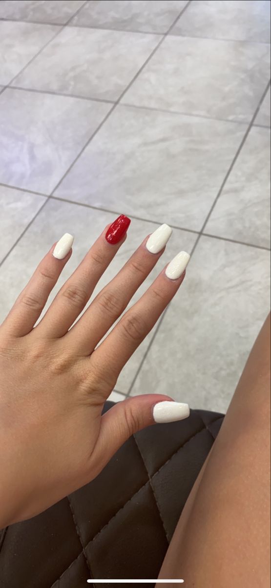 Bold Red and White Nail Design for Festive Flair.