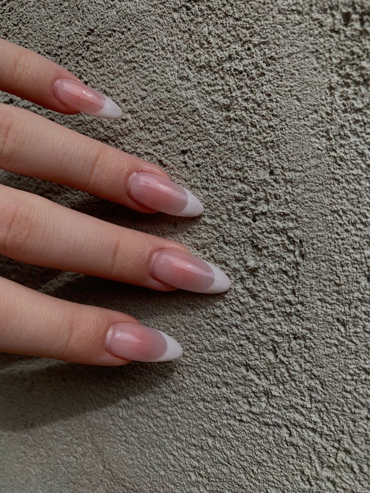 Chic Ombre Nails: Elegant Nude to White with Modern French Tips