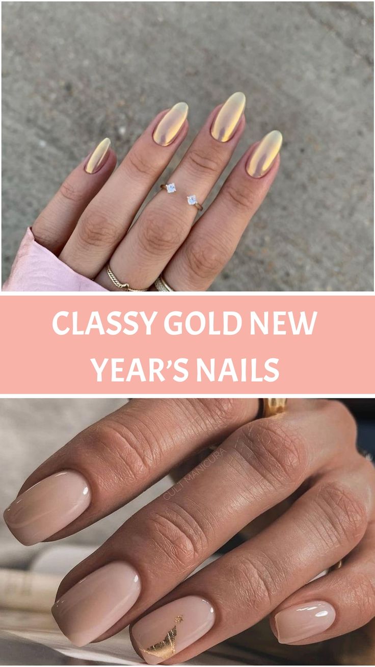 Chic Gold Nail Designs: Elegant Accents for New Year's Celebrations.