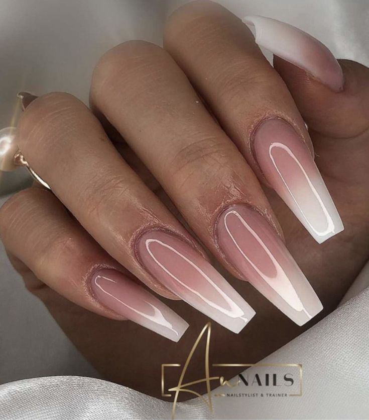 Chic Ombre Nails: A Modern Twist on Classic French Manicure with Soft Pink and White Gradient.