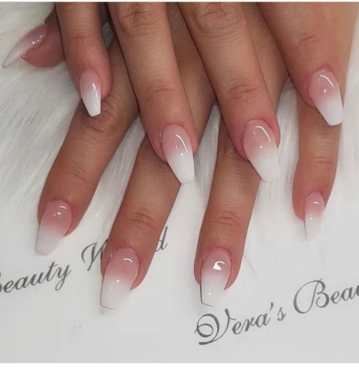 Timeless Elegant Ombre Nails: Soft White to Natural Pink Gradient