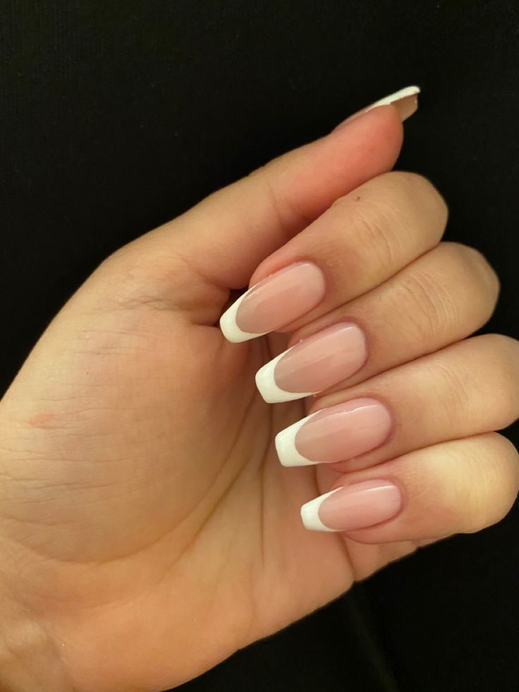 Sophisticated French Manicure with Soft Pink Base and Crisp White Tips