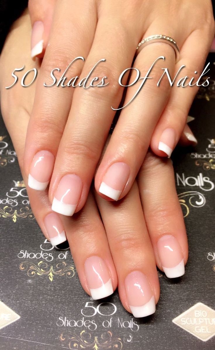 Timeless Elegance: The Classic French Manicure with Soft Pink Base and Crisp White Tips.