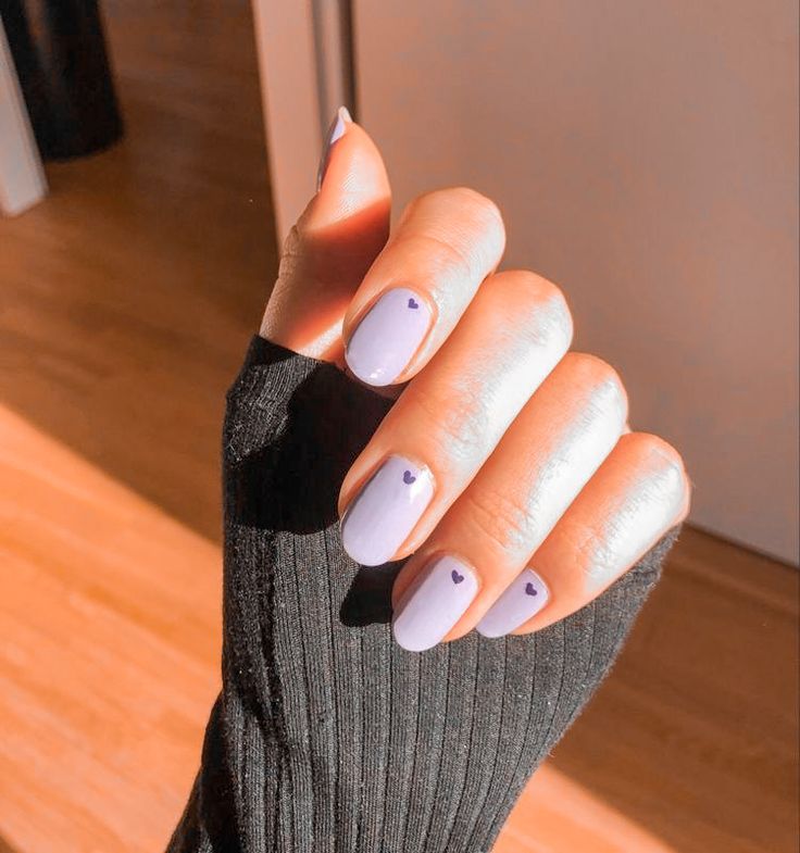 Lavender Nails With Heart