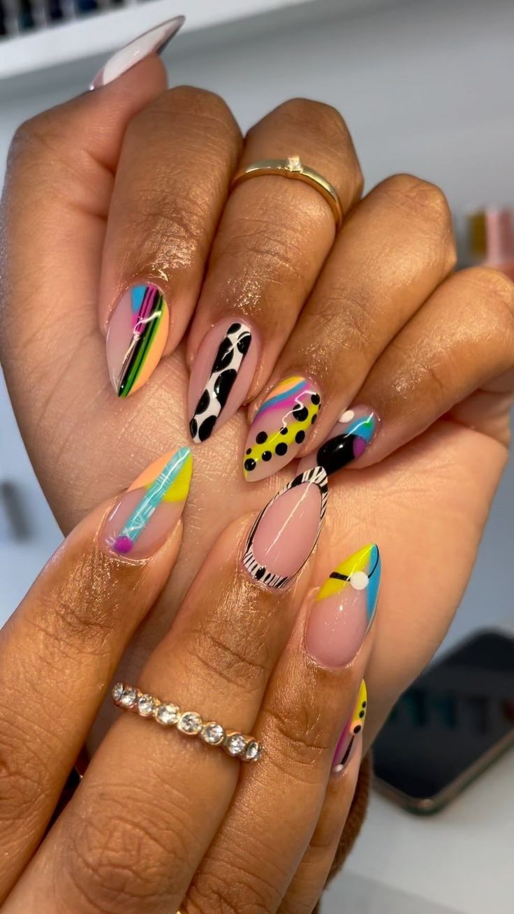 Long Acrylic Nails With Design