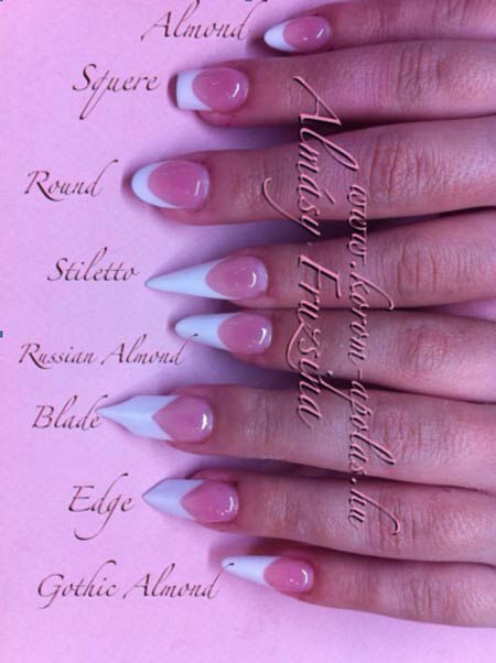 Elegant French-Tipped Nail Designs: A Fusion of Classic and Contemporary Shapes.