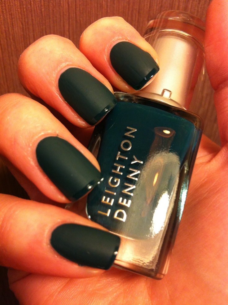 Elegant Deep Teal Matte Nail Design with Polished Contrast