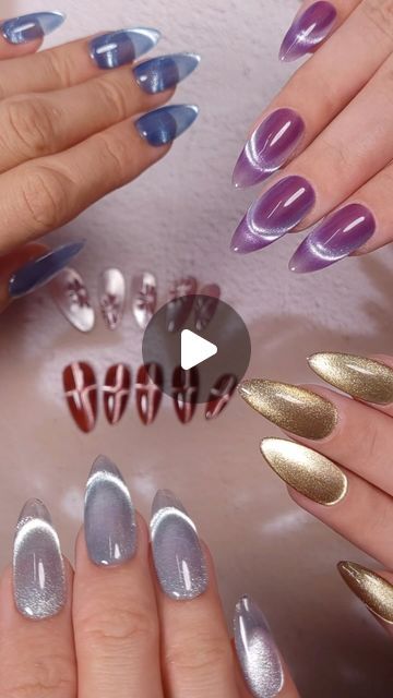 Showcase of Eye-Catching Almond-Shaped Nail Designs with Gradient Effects and Bold Colors