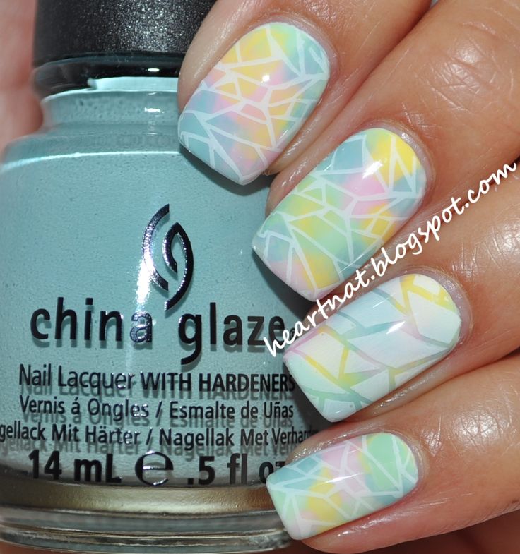 Vibrant Pastel Geometric Nail Design for a Playful Aesthetic.