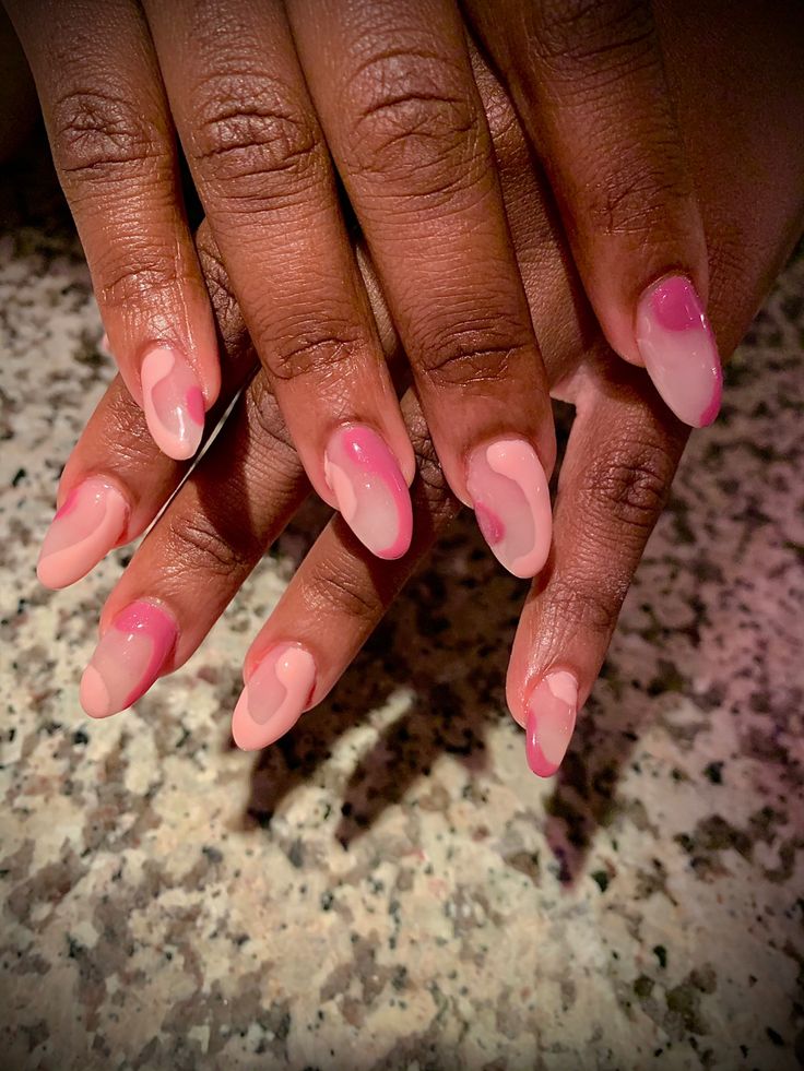 Chic Ombre Nail Design with Soft Pink and Nude Hues