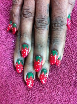 Vibrant Strawberry-Inspired Nail Design for a Playful Summer Look.