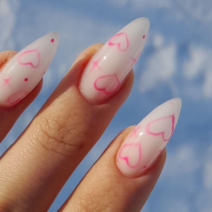 Sophisticated Heart-Themed Nail Design for Celebratory Occasions.