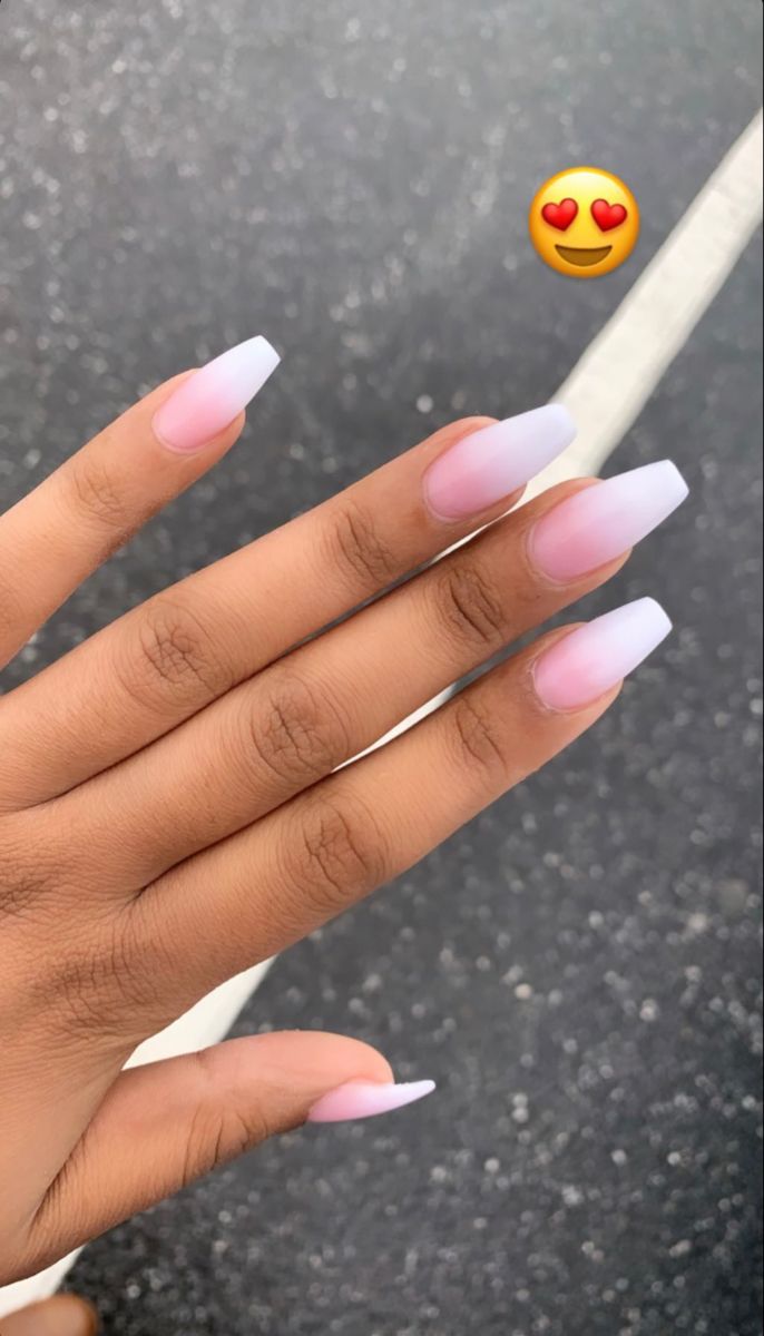 Chic Ombre Nail Design: Soft Pink to White Gradient for Elegant Sophistication