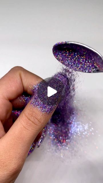 Playful Glamour: Dazzling Purple Glitter Nail Art Technique