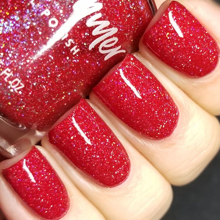 Vibrant Sparkling Red Nail Design: Perfect for Festive Flair.