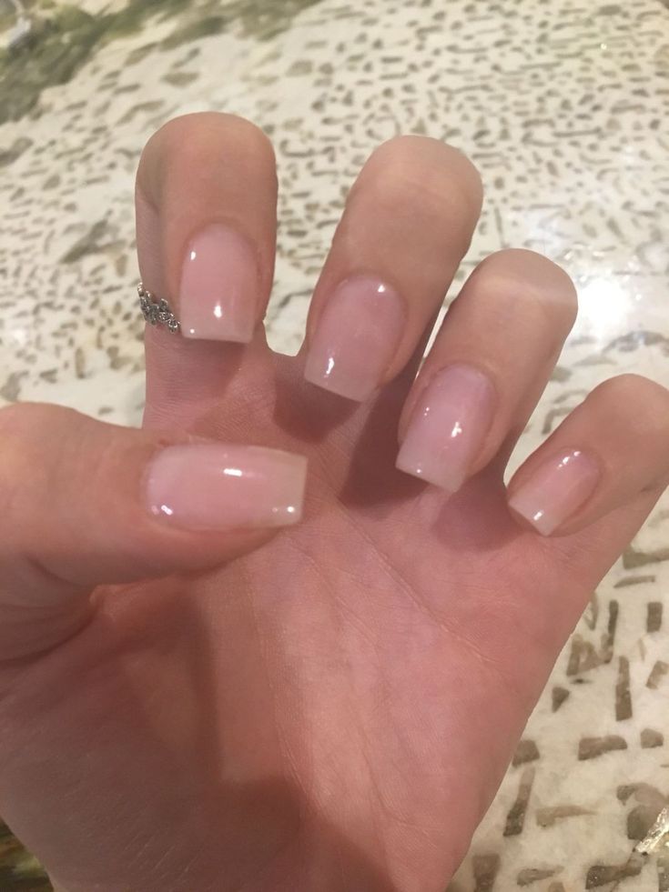 Elegant Ombre Nude Nail Design: Soft Pink Transition with Glossy Finish for Any Occasion.