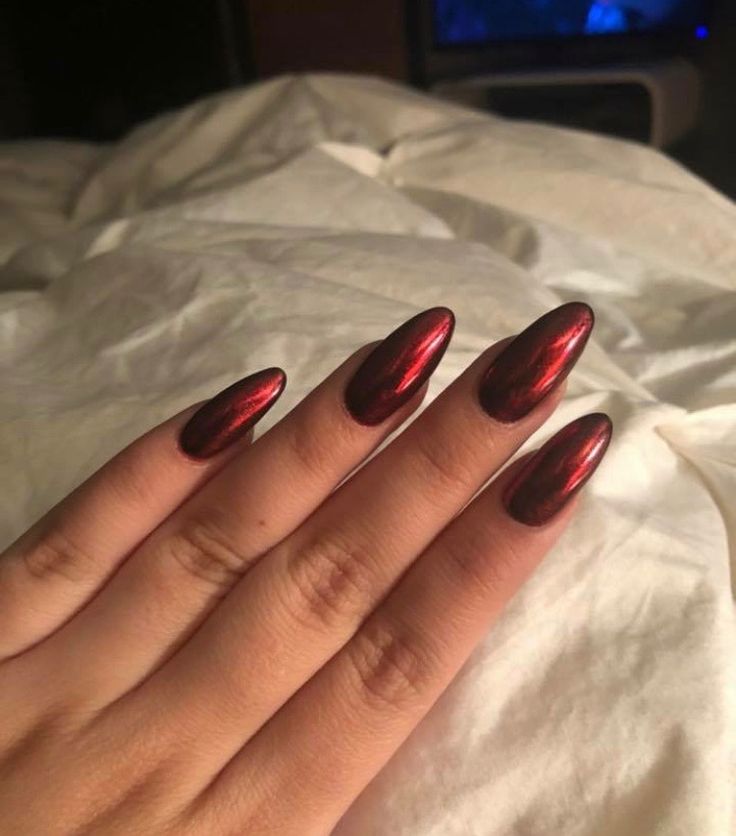 Elegant Burgundy Metallic Stiletto Nails: A Glamorous Look for Any Occasion