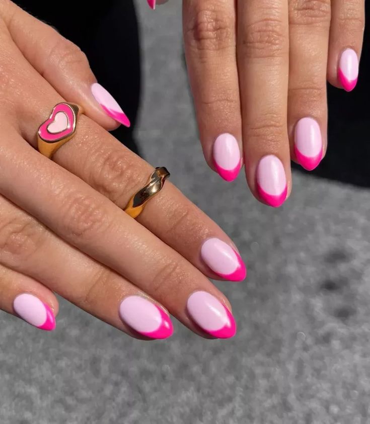 Chic Pink Tip Almond Nails: A Modern Twist on Classic French Manicure