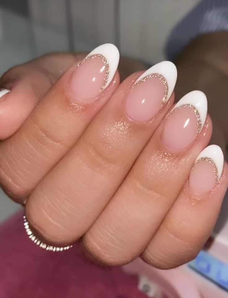 Chic French Tip Nail Design with Subtle Gold Accents for Any Occasion