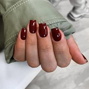 Elegant Glossy Burgundy Square Nails: Versatile Sophistication for Any Occasion