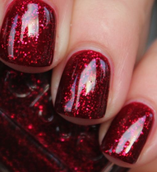 Stunning Glittery Deep Red Nail Design for Bold Elegance.