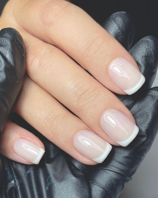 Timeless Elegant French Manicure: A Classic White Tip on Clear Base